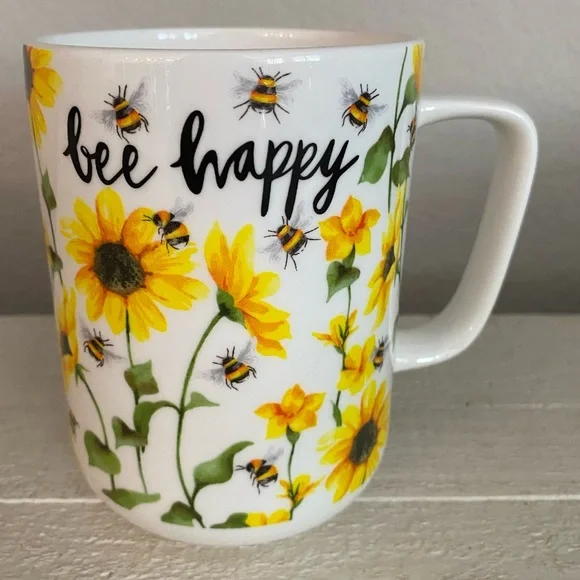 Fit for a Queen “Bee Happy” 16 oz Coffee Latte Tea Cup Mug Portobello by Design - Picture 4 of 4